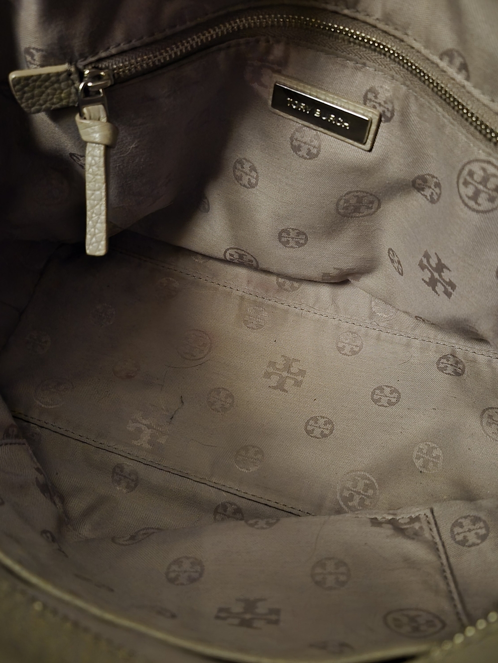 Tory Burch Taupe Leather Tote with Tassel - Picture 4 of 11